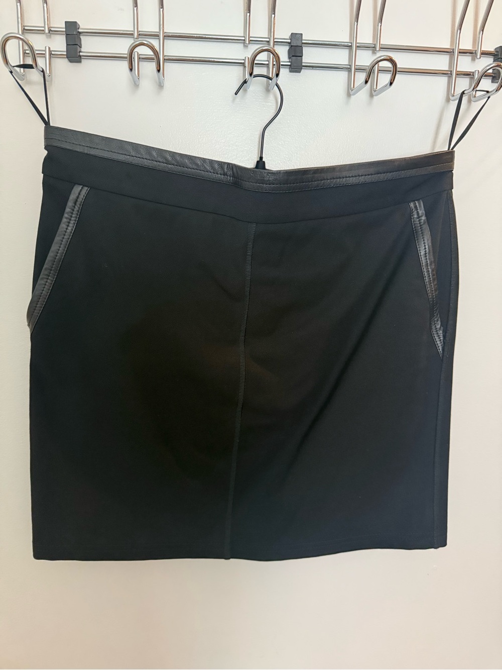 Gucci Black Mini Skirt with Leather Trim